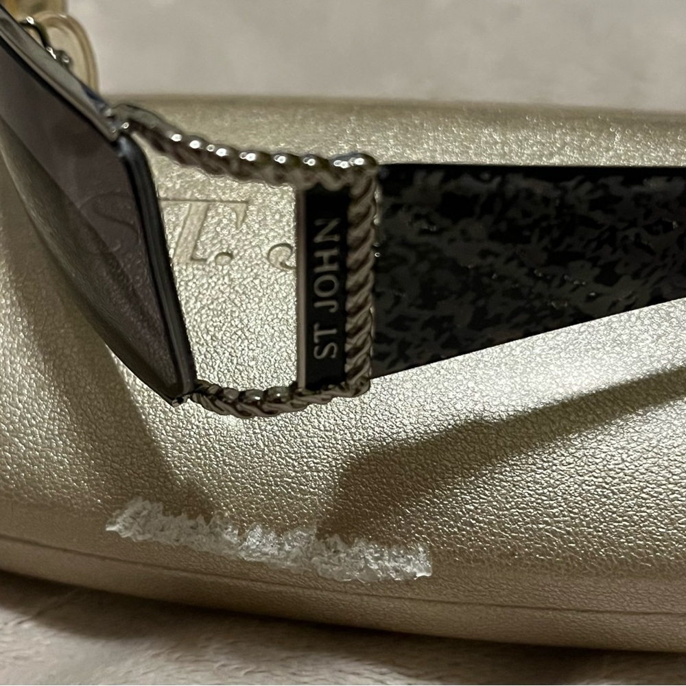 St.John gray black sunglasses with silver braided hardware - Picture 5 of 16